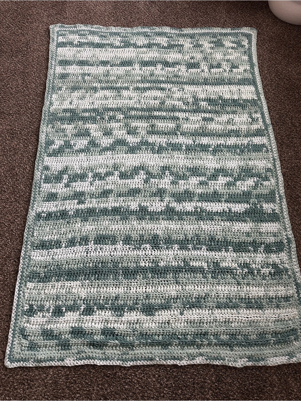 Handmade crocheted 🧶 blanket - double stitch -Bernat blanket yarn “stormy ocean”